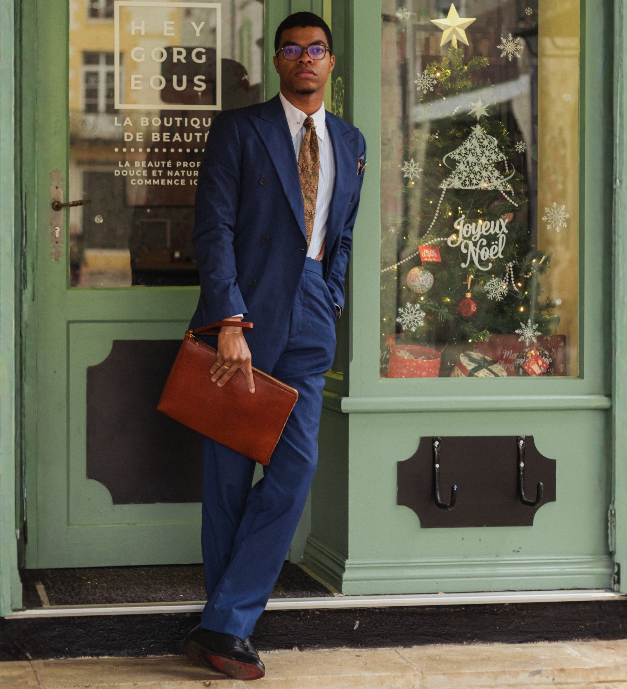 Duża skórzana kopertówka męska torebka - The Brothers Karamazov