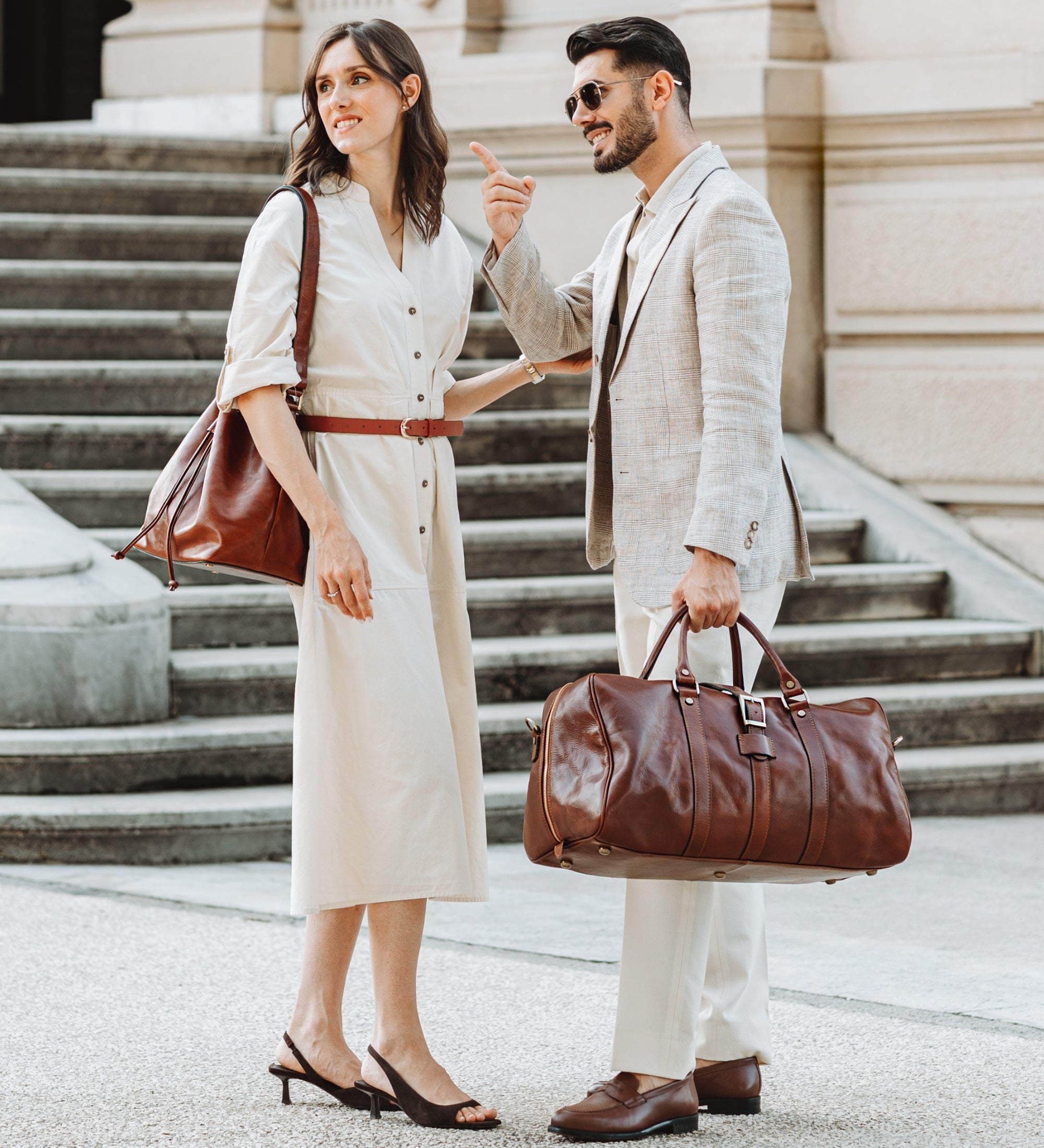 Torba podróżna z matowej skóry w kolorze koniakowym - Tender Is the Night