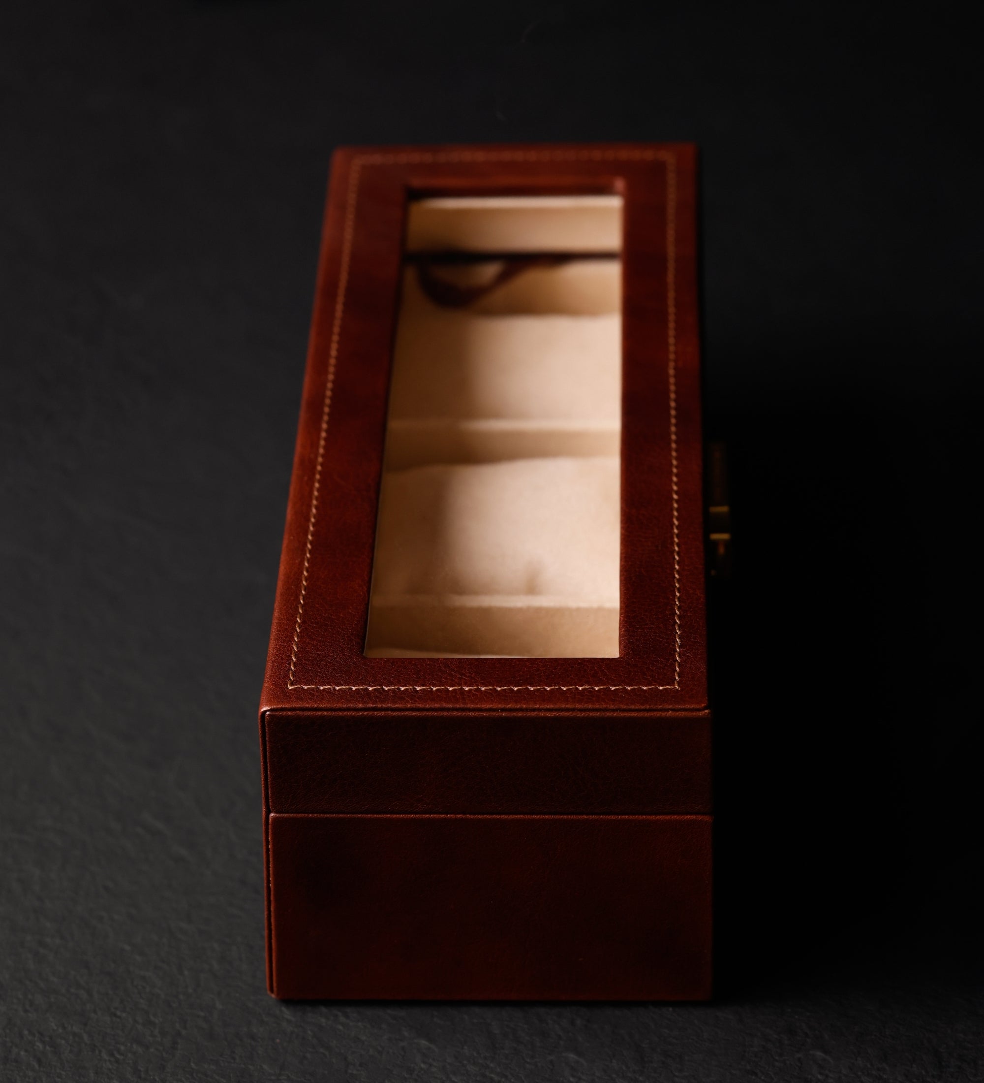 Skórzane pudełko na zegarki, organizer na zegarki - Silence