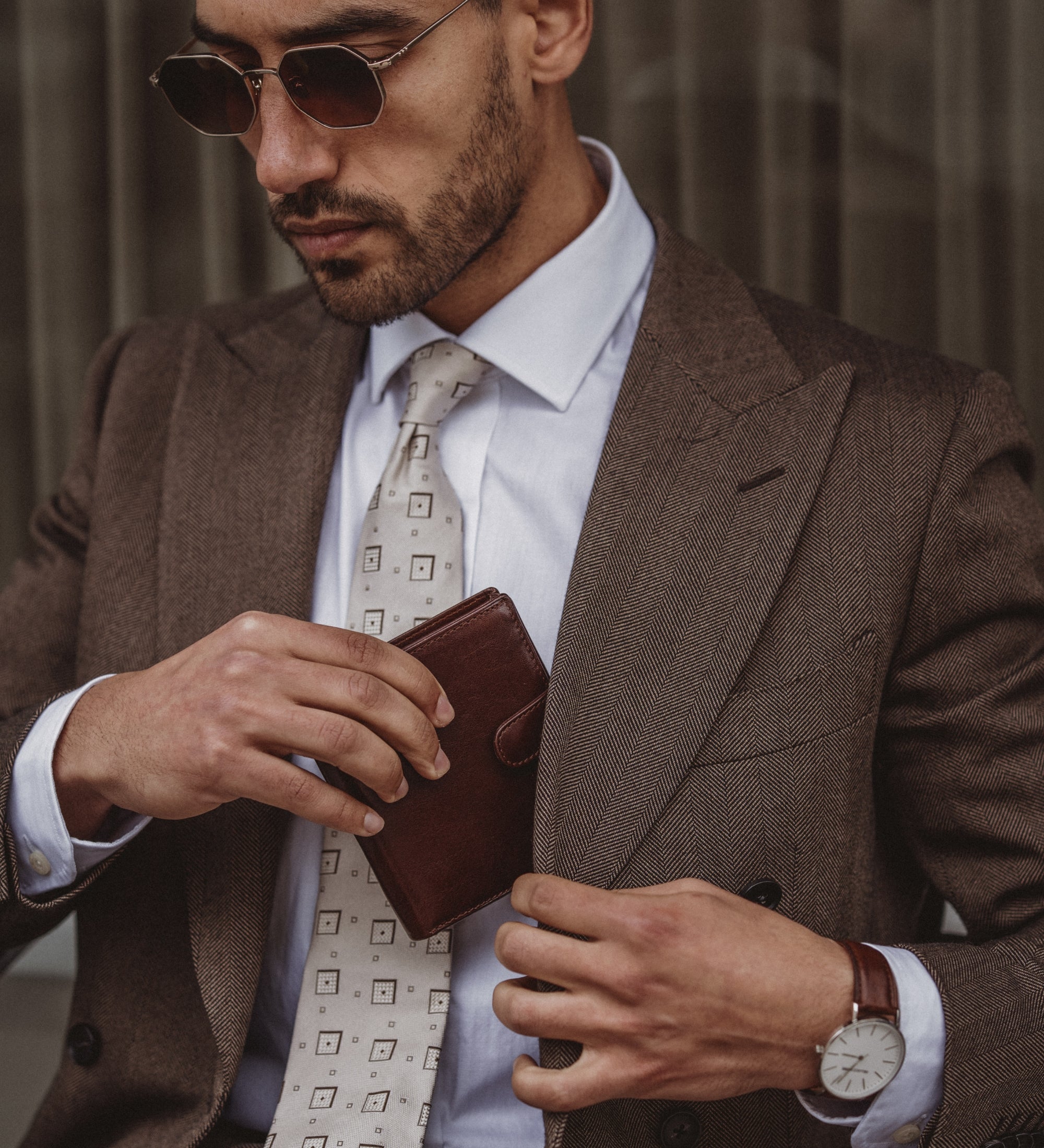 Skórzany portfel składany z zatrzaskiem - Ironweed