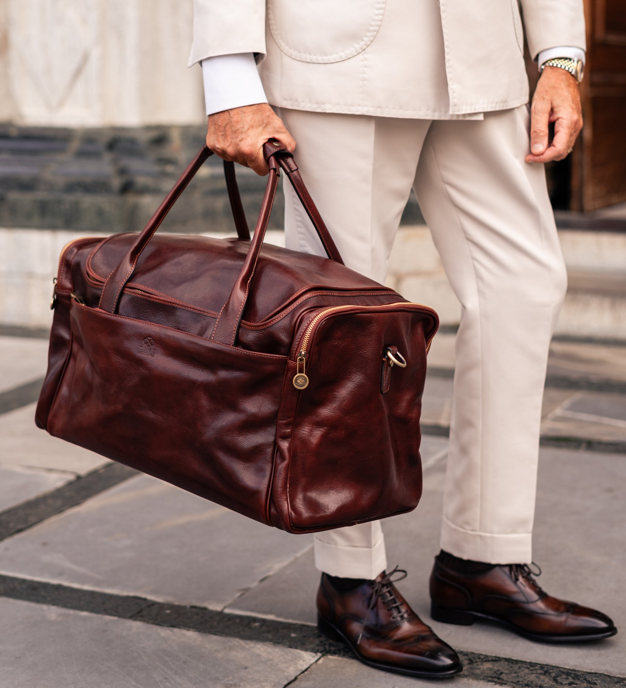 Duża włoska skórzana torba podróżna - The Hitchhikers Guide to the Galaxy