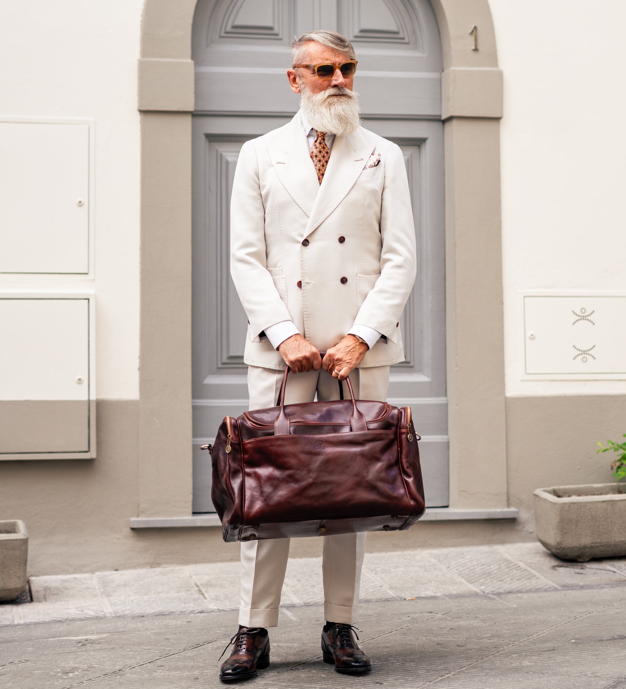 Duża włoska skórzana torba podróżna - The Hitchhikers Guide to the Galaxy