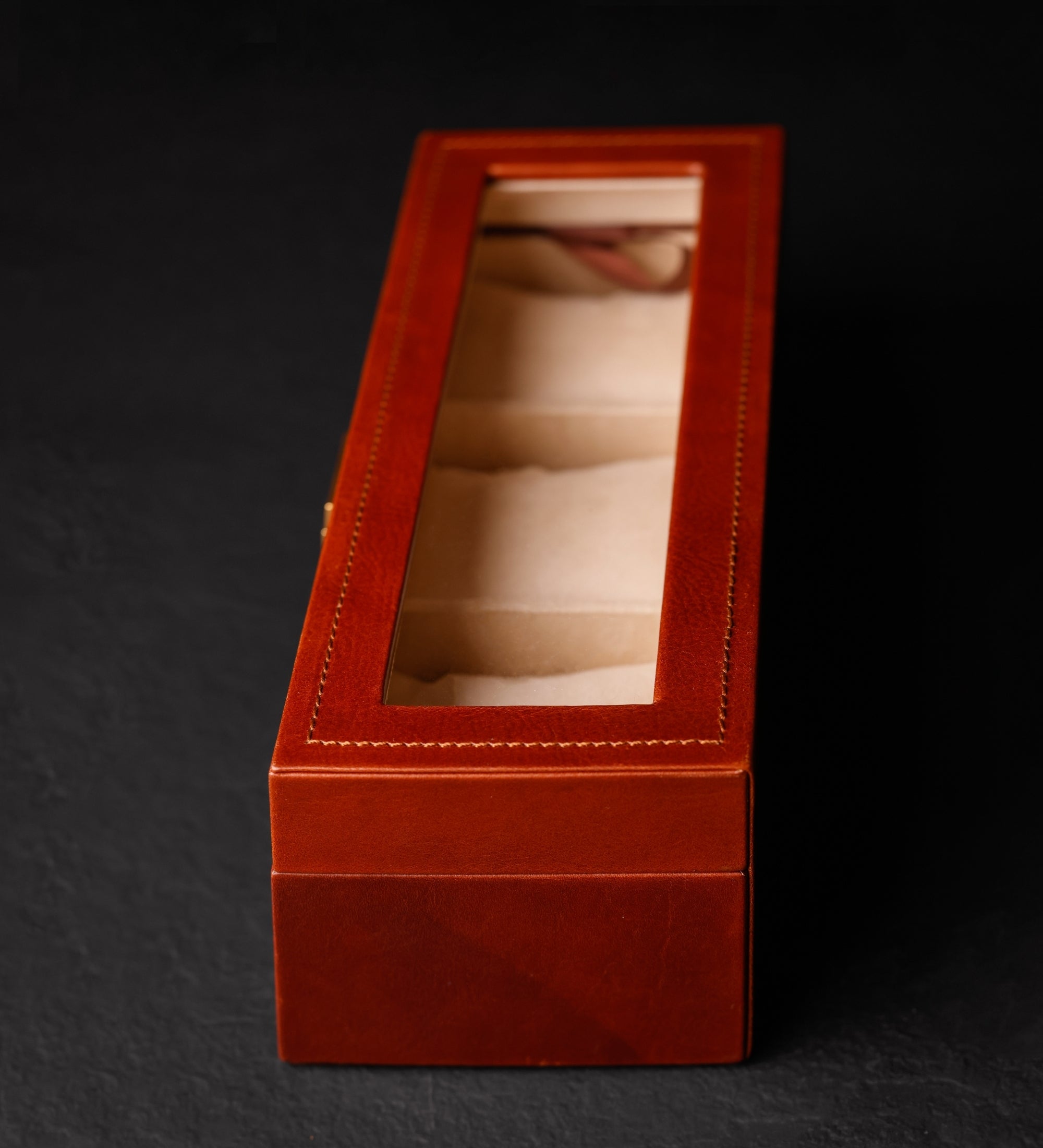 Skórzane pudełko na zegarki, organizer na zegarki - Silence