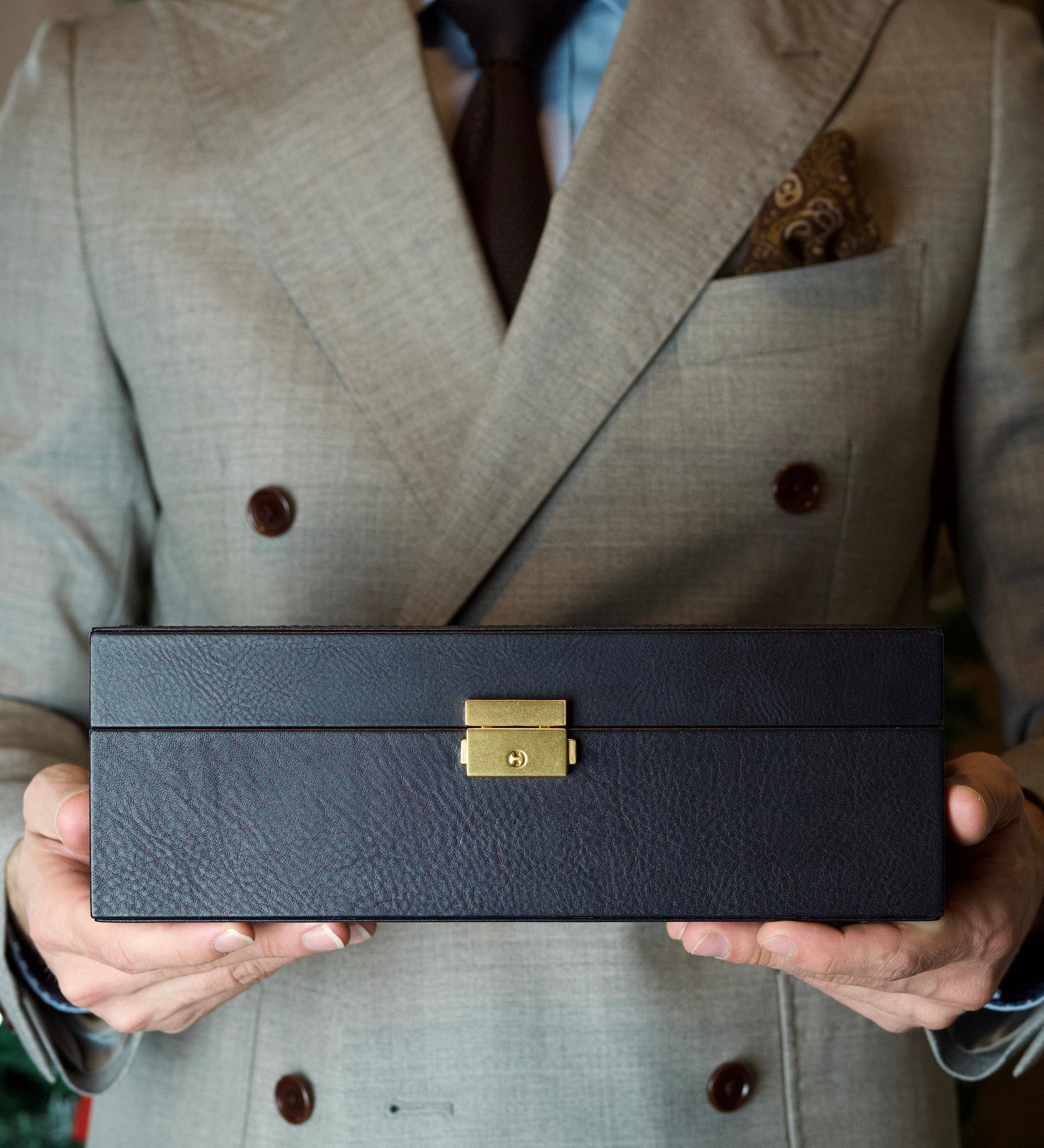 Skórzane pudełko na zegarki, organizer na zegarki - Silence