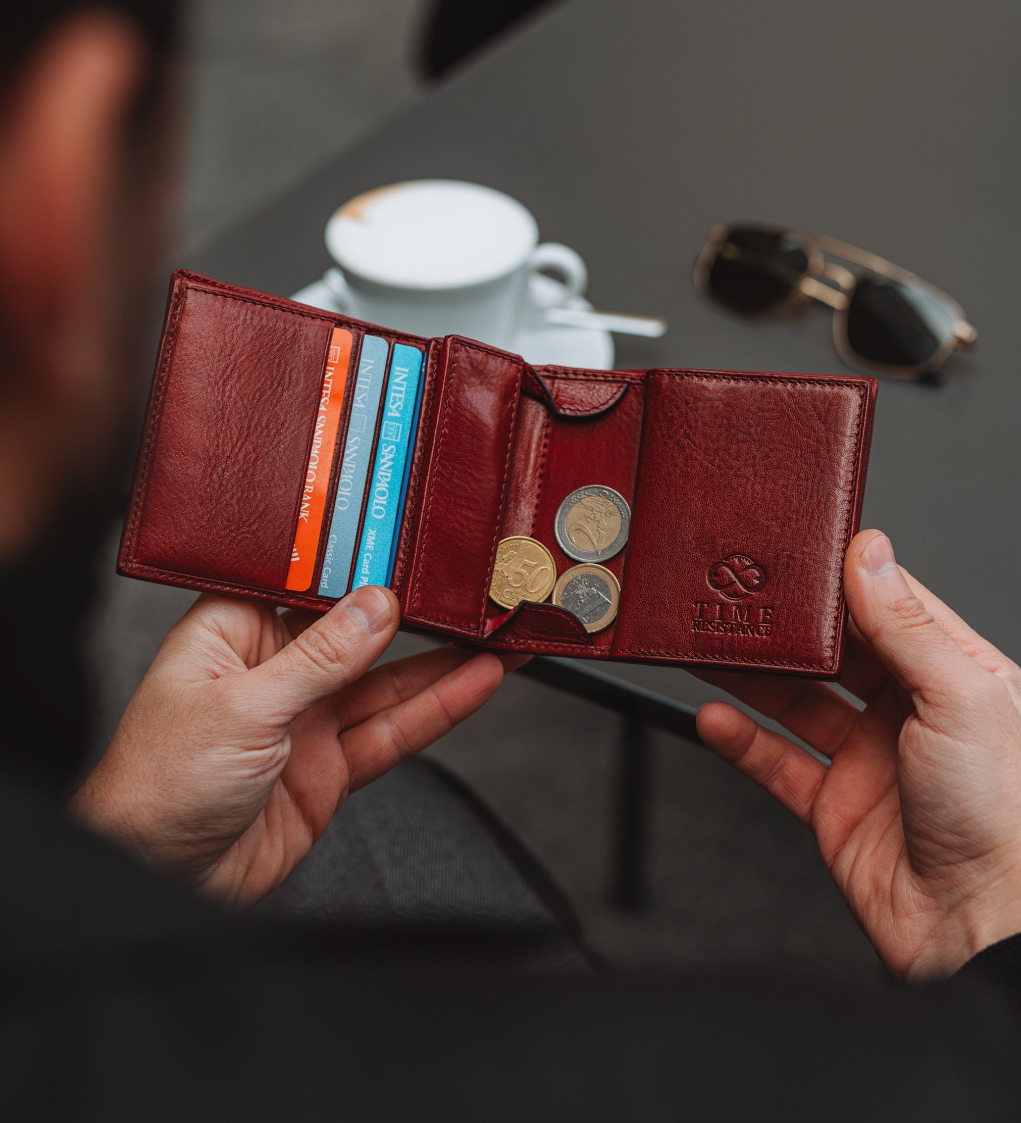 Skórzany portfel składany - Daniel