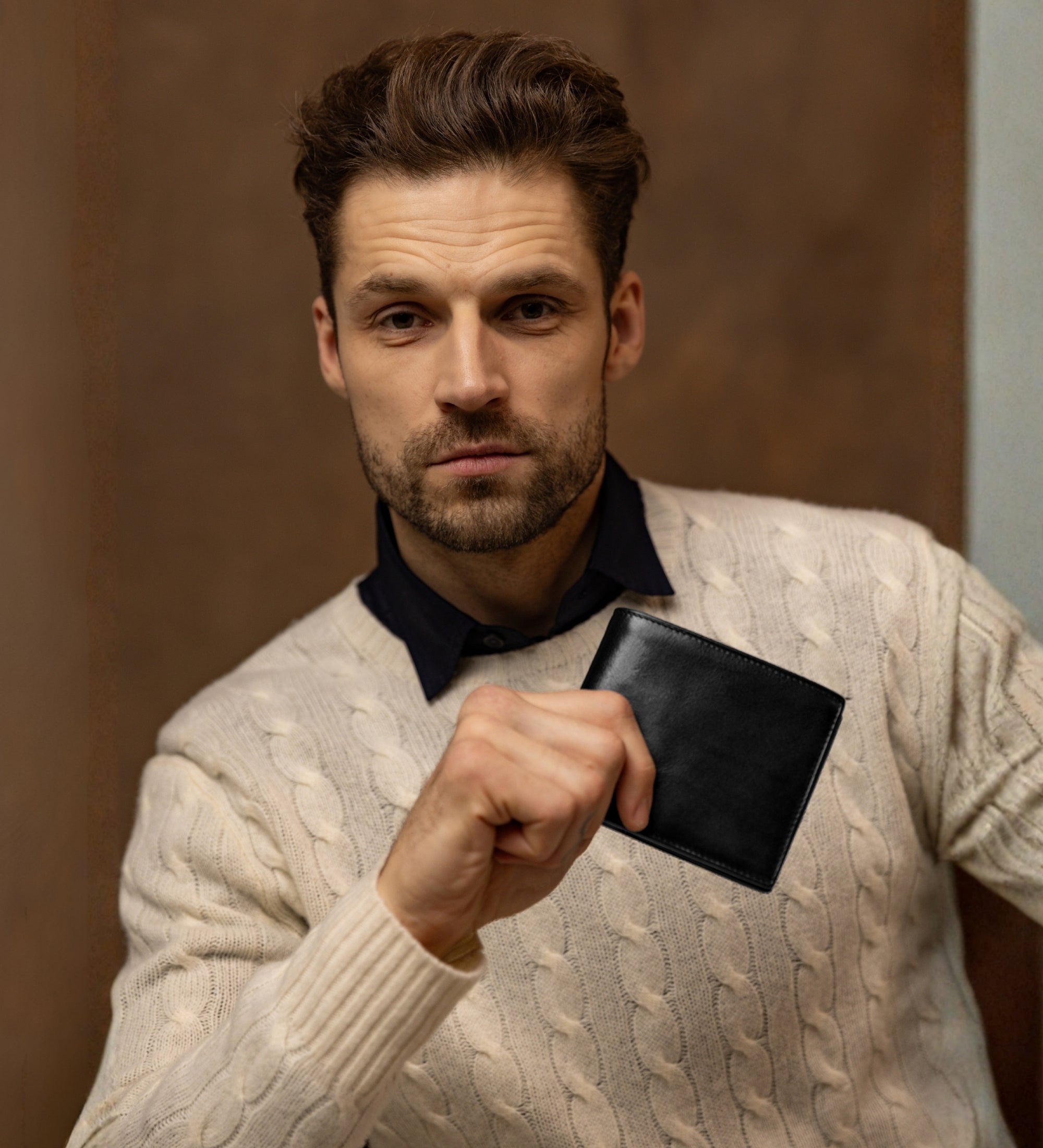 Skórzany portfel składany - Daniel