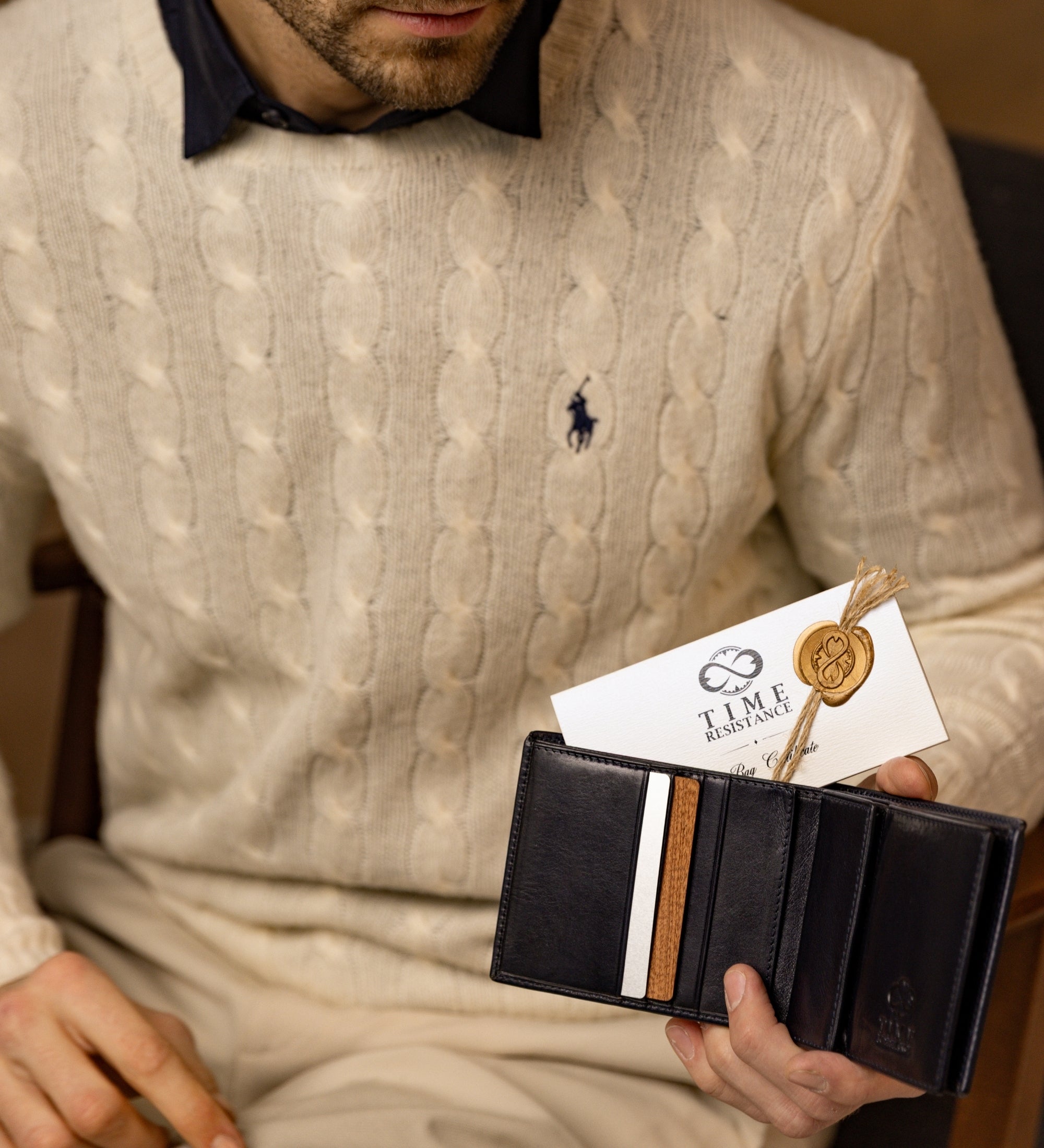 Skórzany portfel składany - Daniel