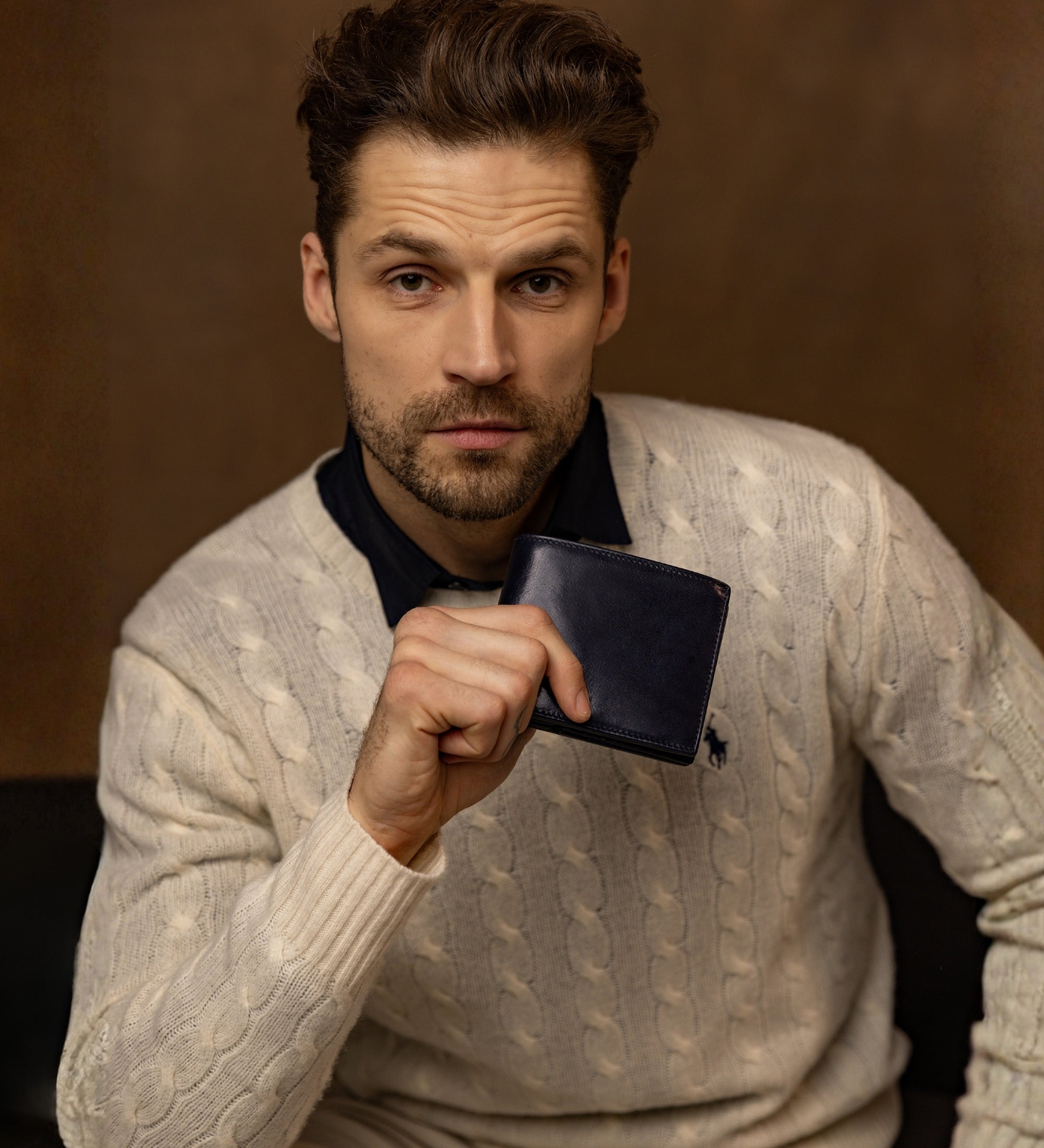 Skórzany portfel składany - Daniel