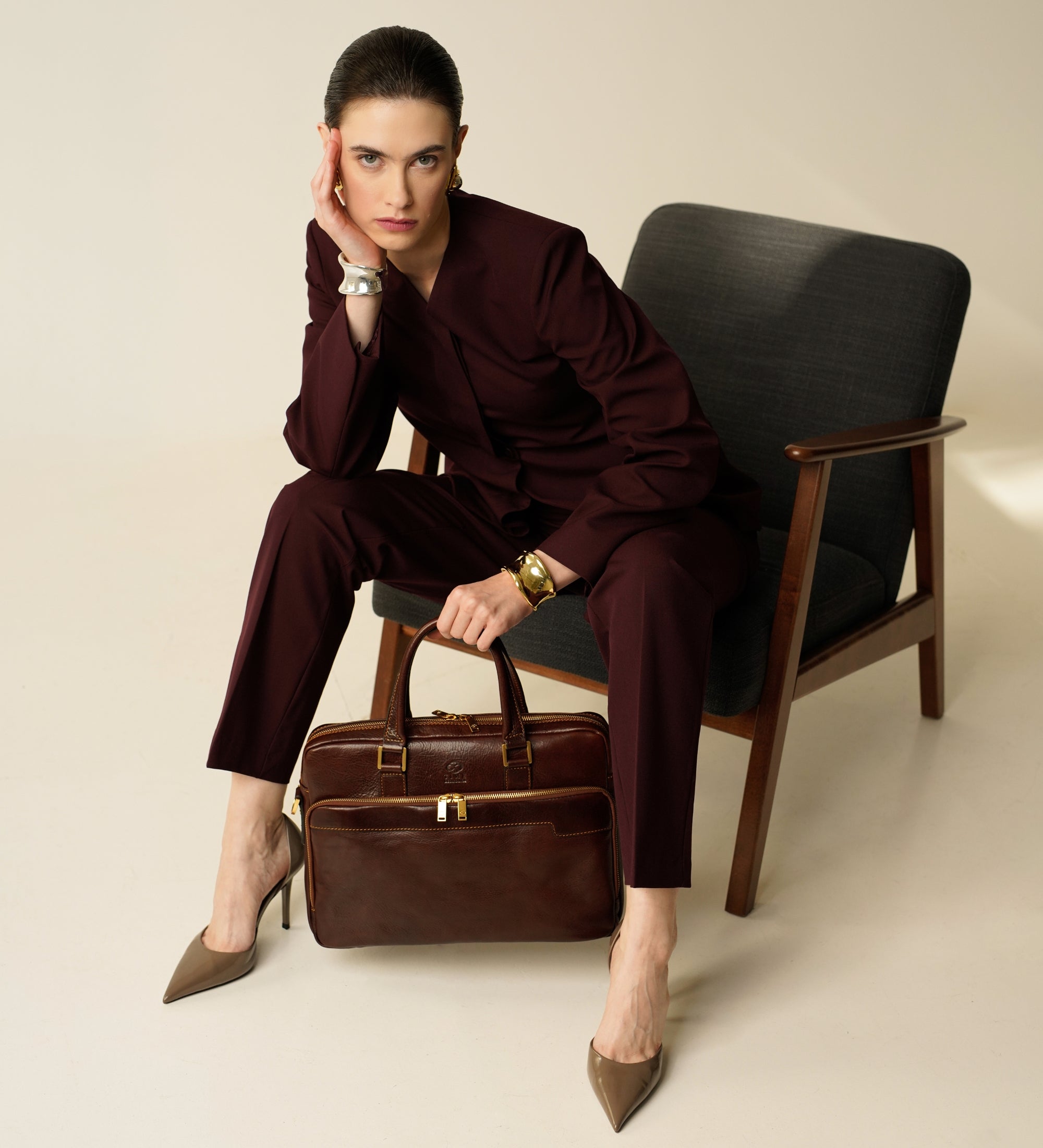 Skórzana teczka damska na laptopa - Orlando