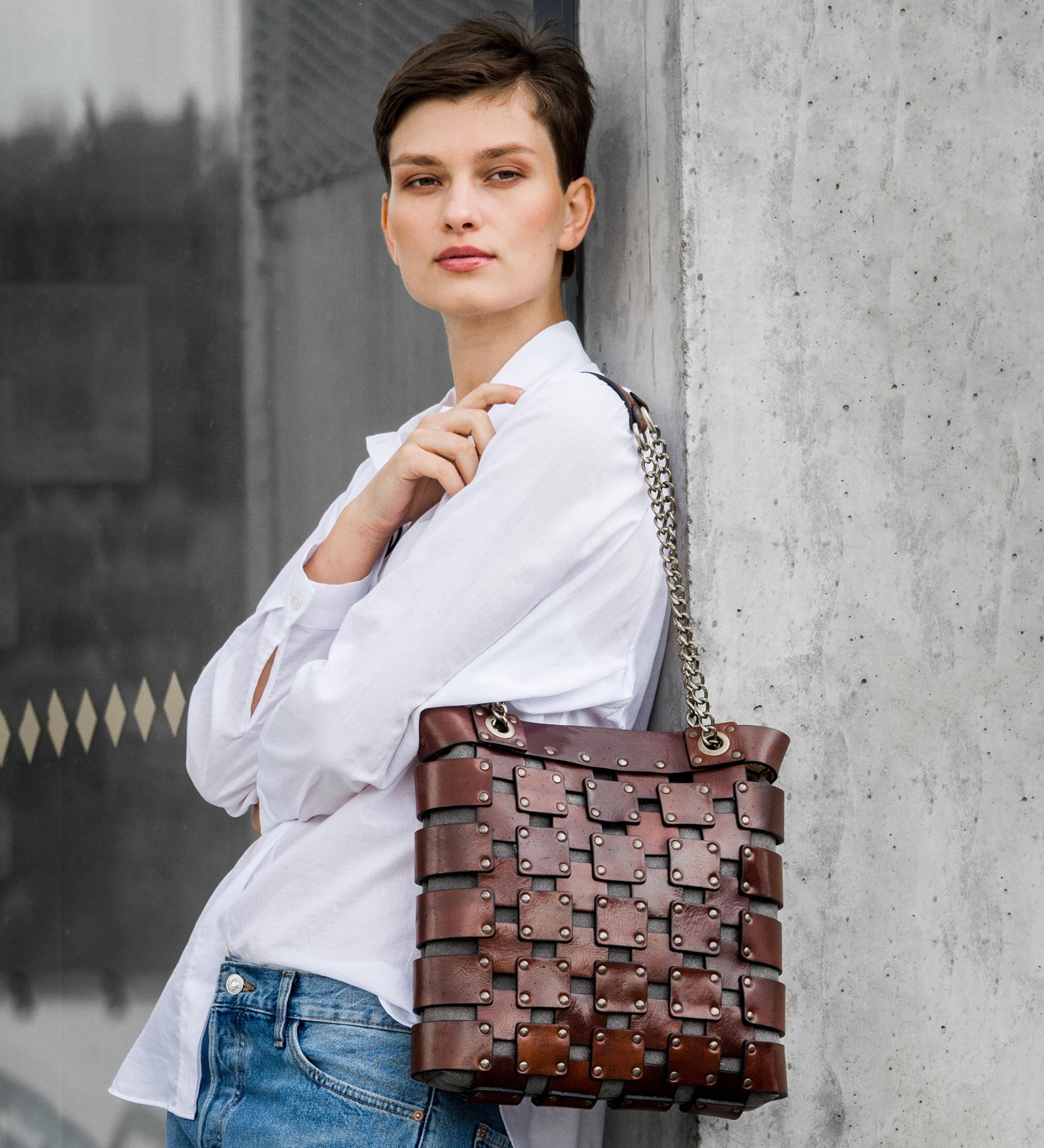 Skórzana damska torba shopper - Joanna d'Arc