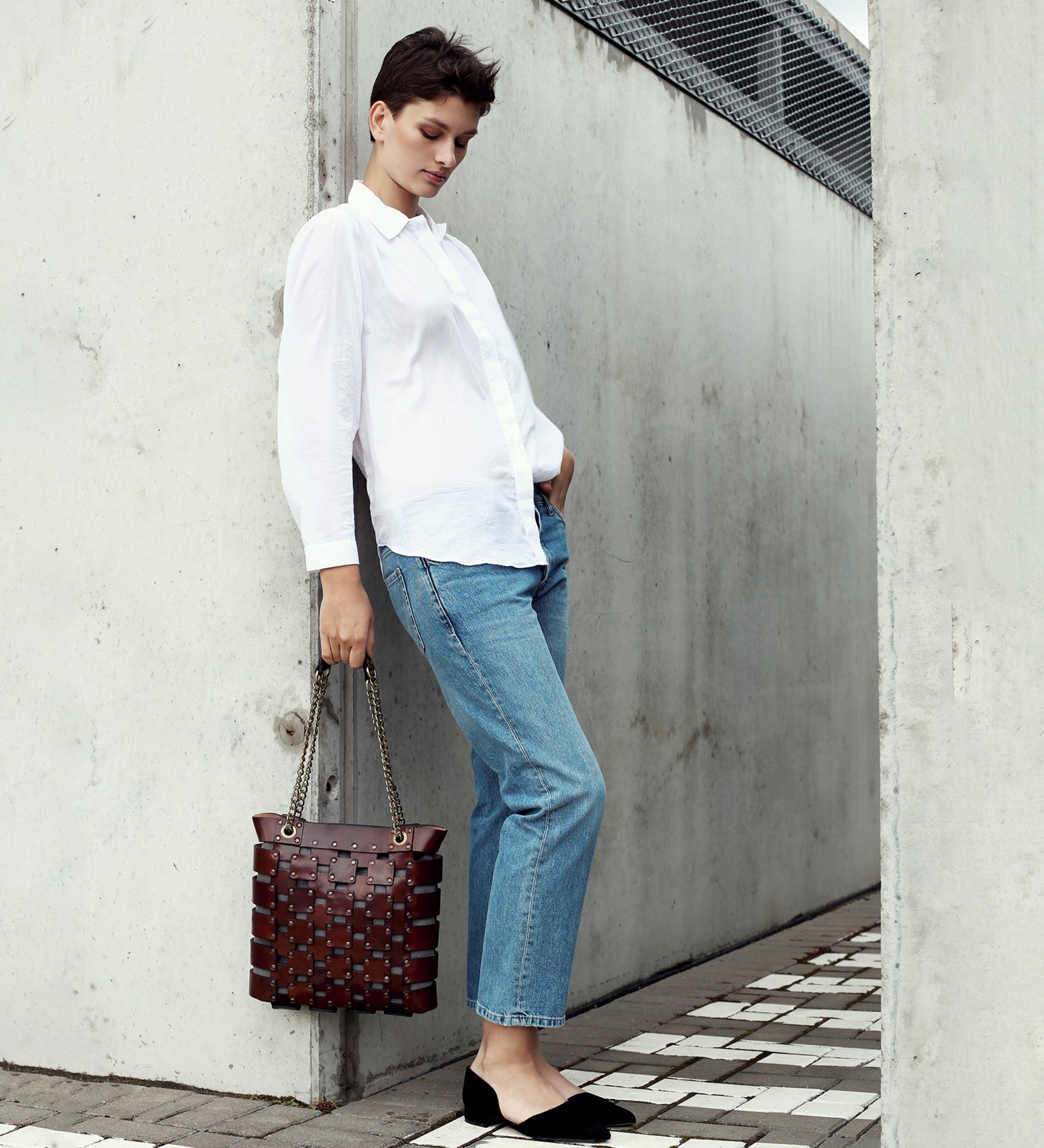 Skórzana damska torba shopper - Joanna d'Arc