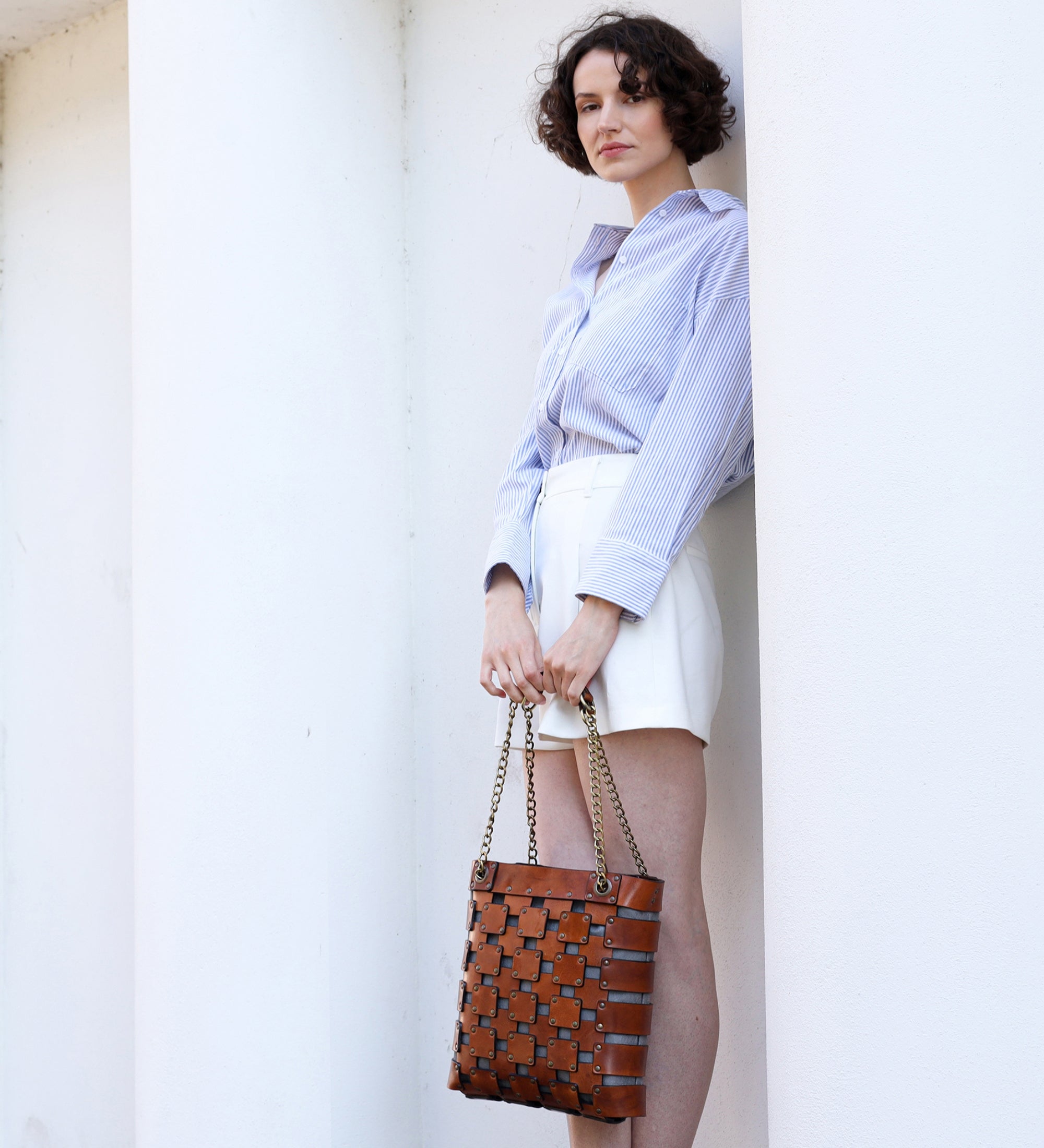 Skórzana damska torba shopper - Joanna d'Arc