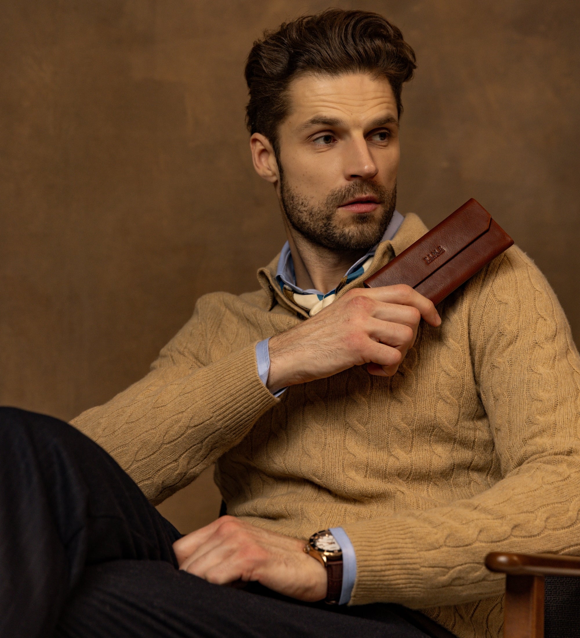 Składane skórzane etui na okulary - The Riddle of the Sands