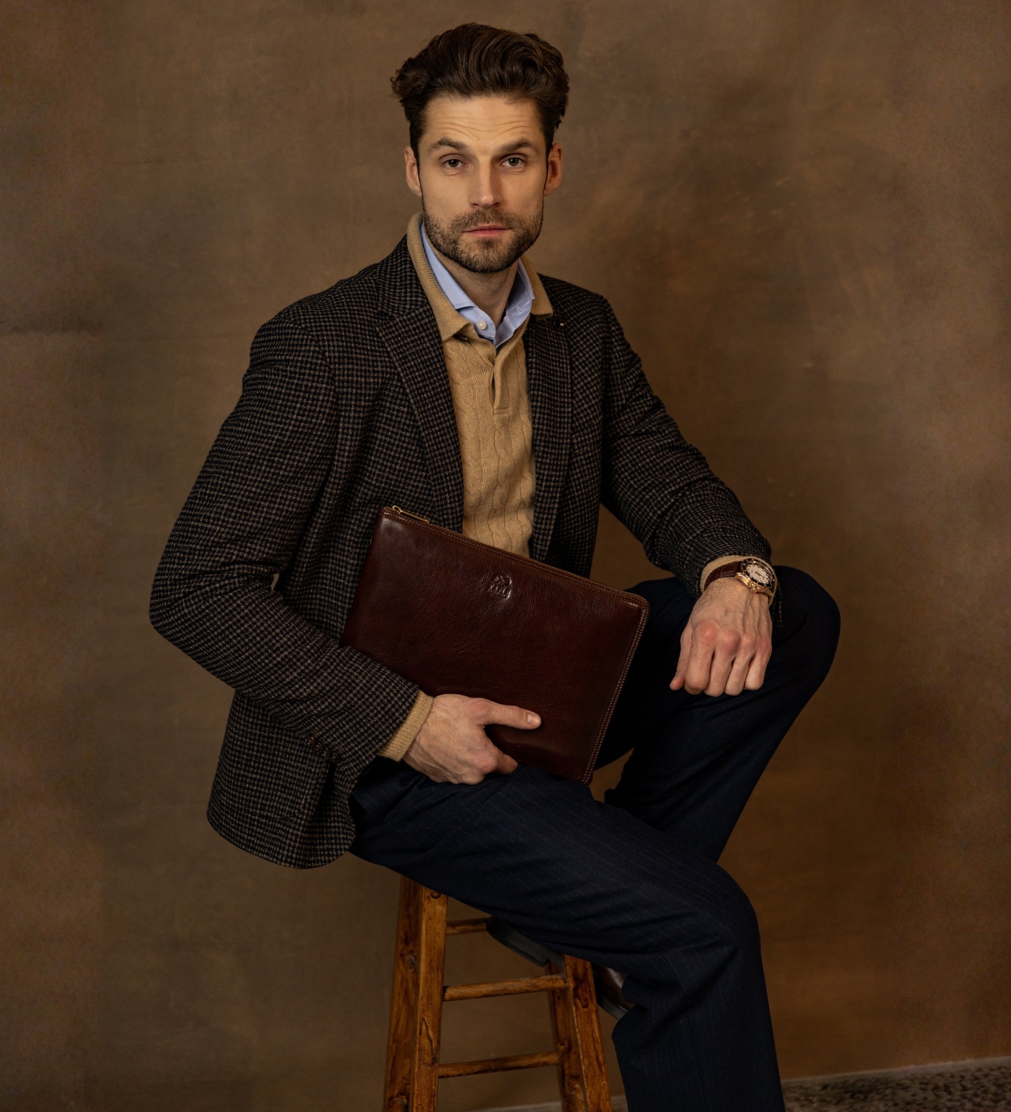 Duża skórzana kopertówka męska torebka - The Brothers Karamazov