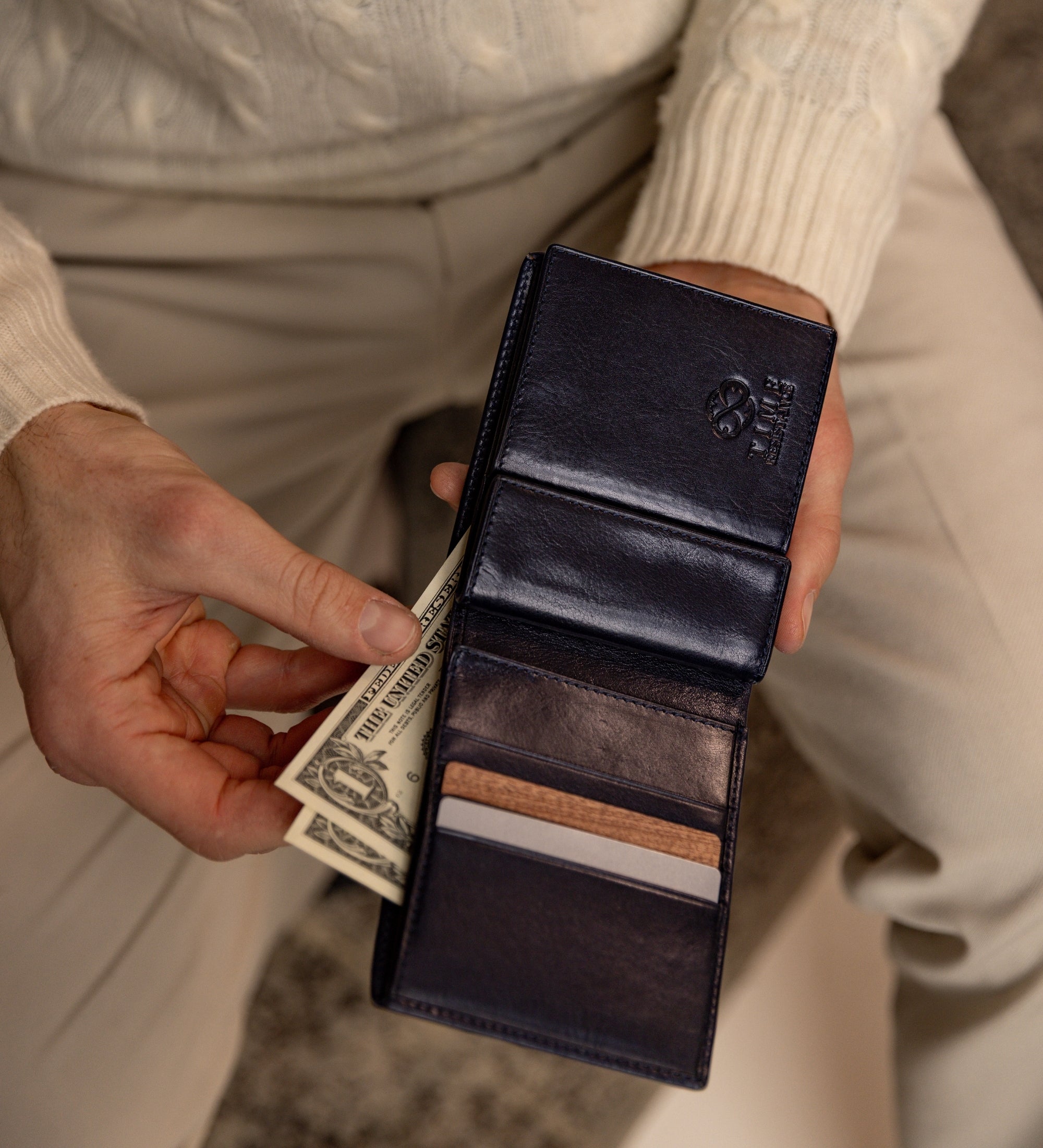 Skórzany portfel składany - Daniel